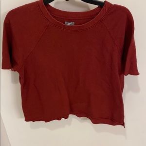 maroon semi cropped top